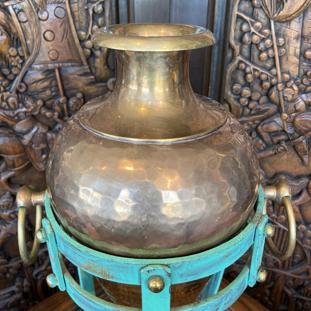 Vintage Amphora Brass Vase with Stand