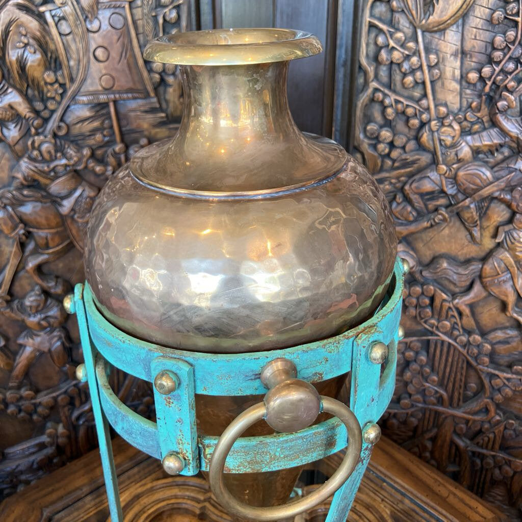 Vintage Amphora Brass Vase with Stand