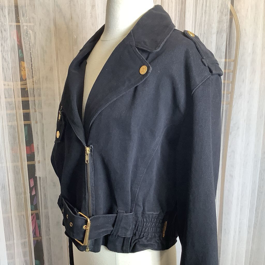 1980s Jordache Vintage Black Bomber Jacket