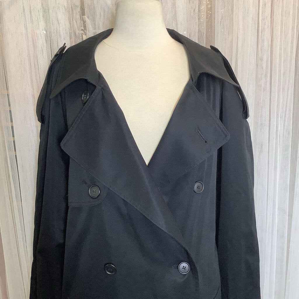 London Fog Black Trench Coat w/ Removable Liner