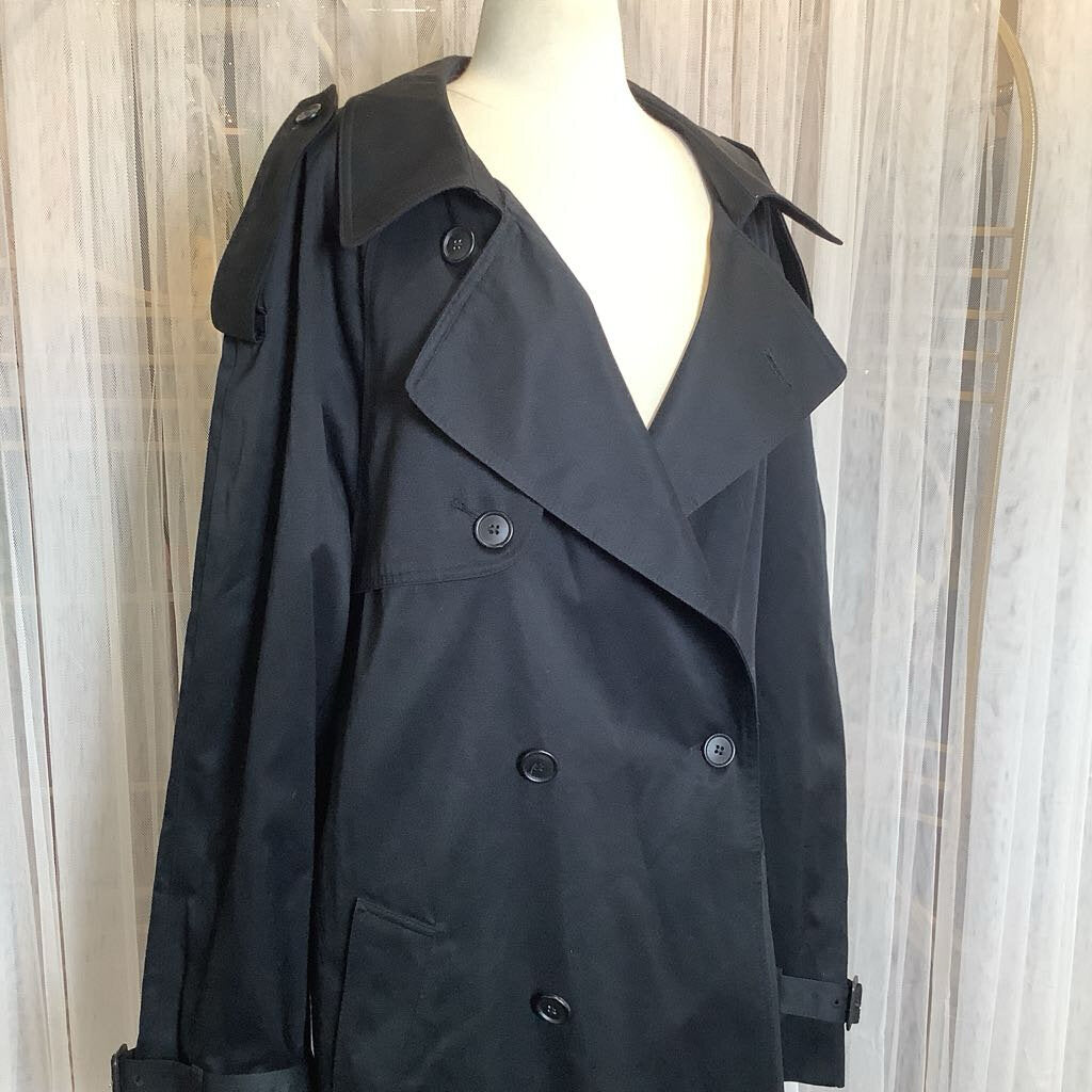 London Fog Black Trench Coat w/ Removable Liner