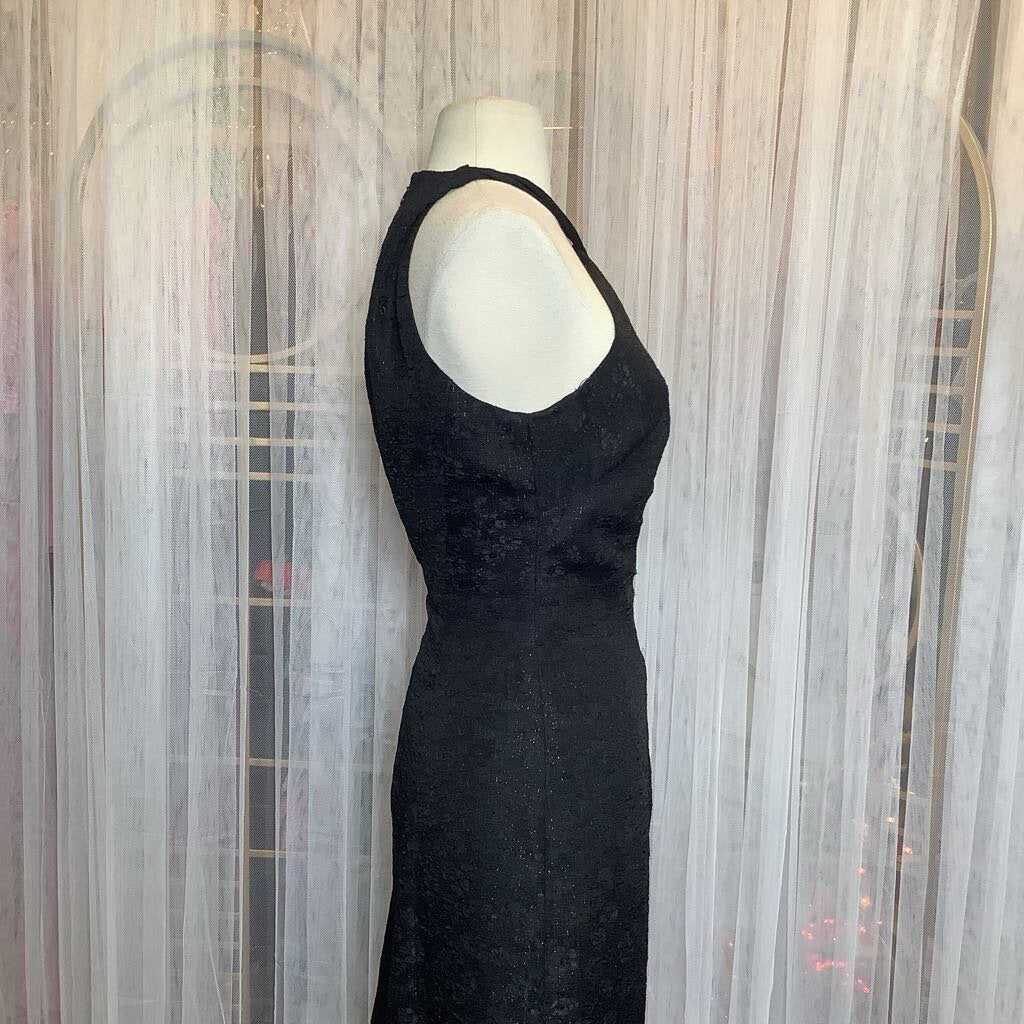 1990s Black Lace Mini Dress w/ Criss Cross Neck