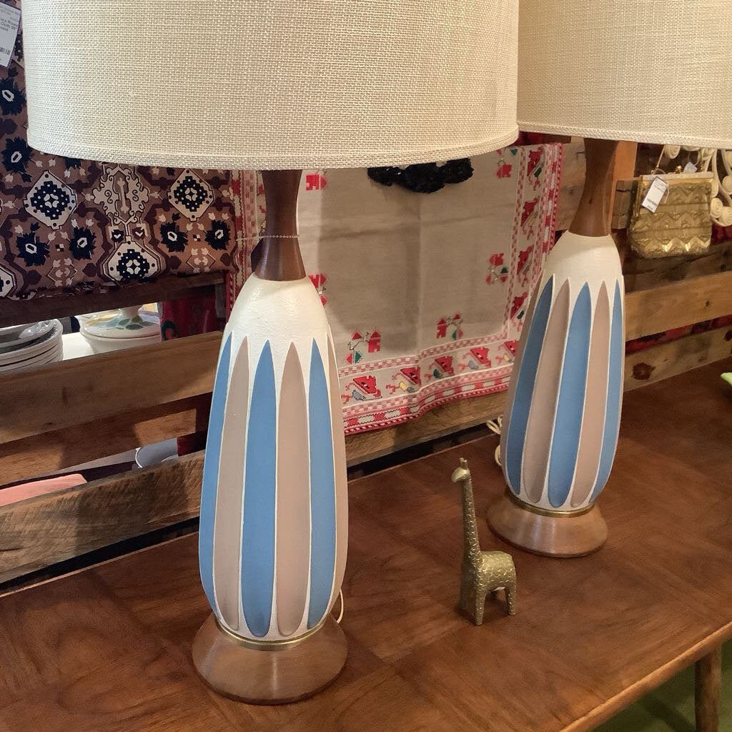 Mid Century Modern Ceramic Lamps w/ Original Shades