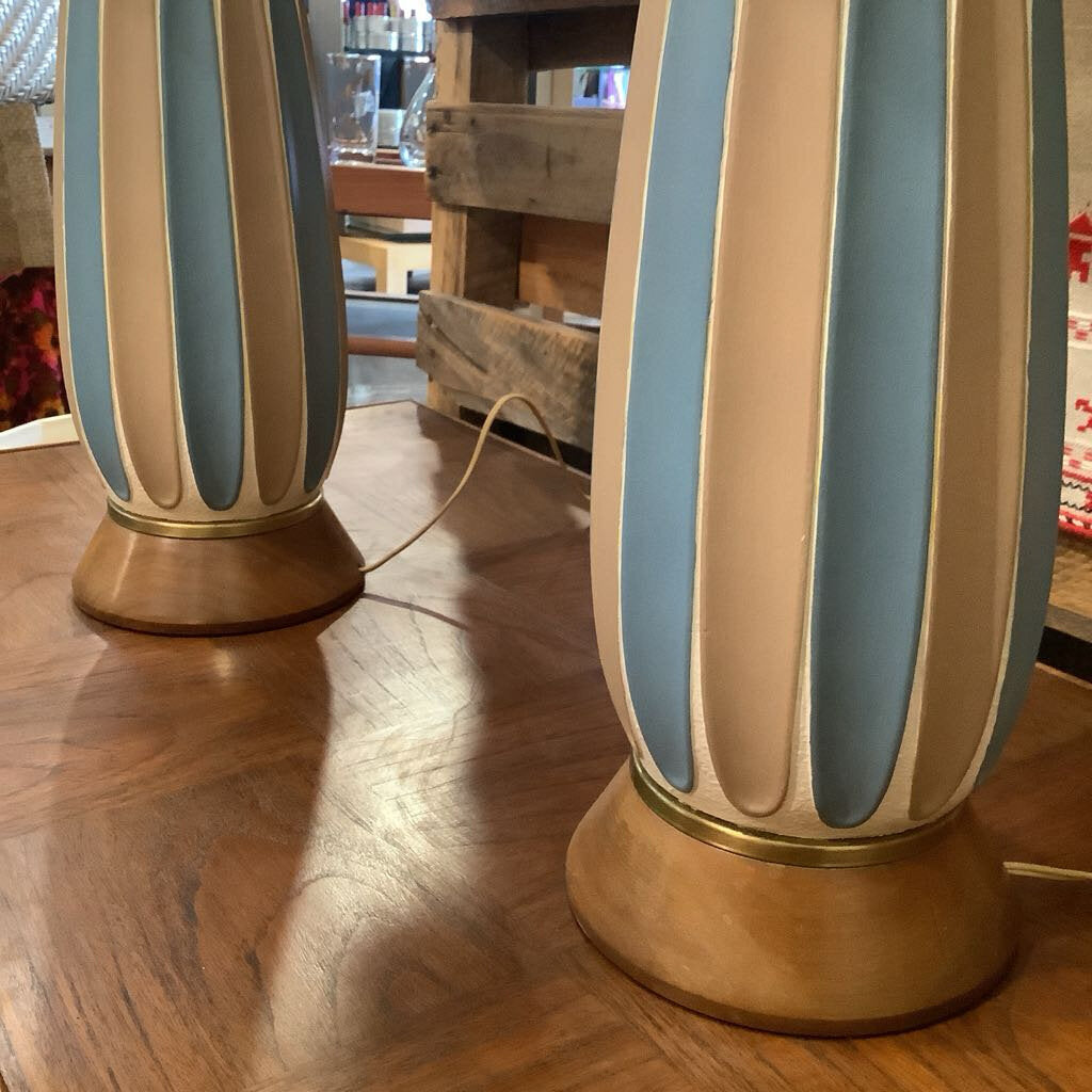 Mid Century Modern Ceramic Lamps w/ Original Shades