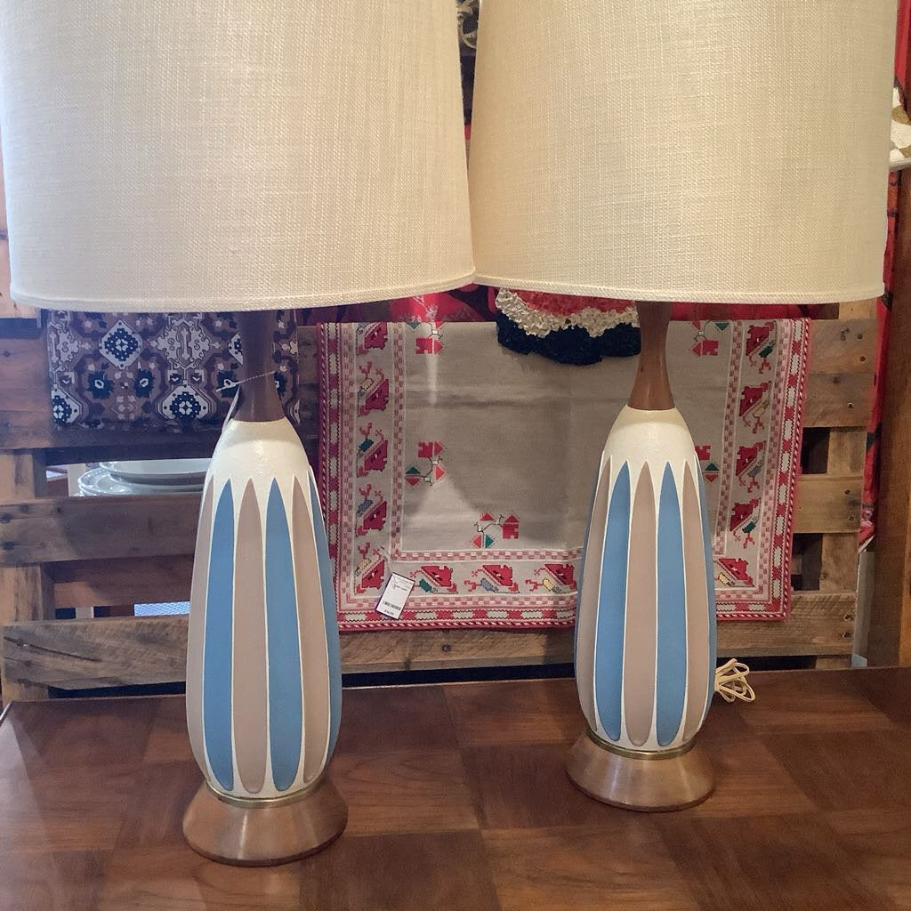 Mid Century Modern Ceramic Lamps w/ Original Shades