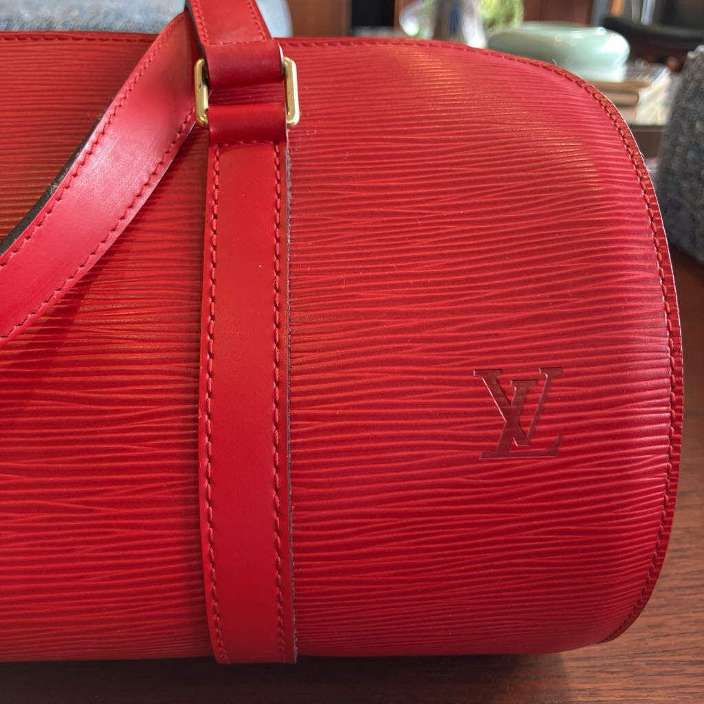 Authentic Vintage Louis Vuitton Red Epi Soufflot Handbag