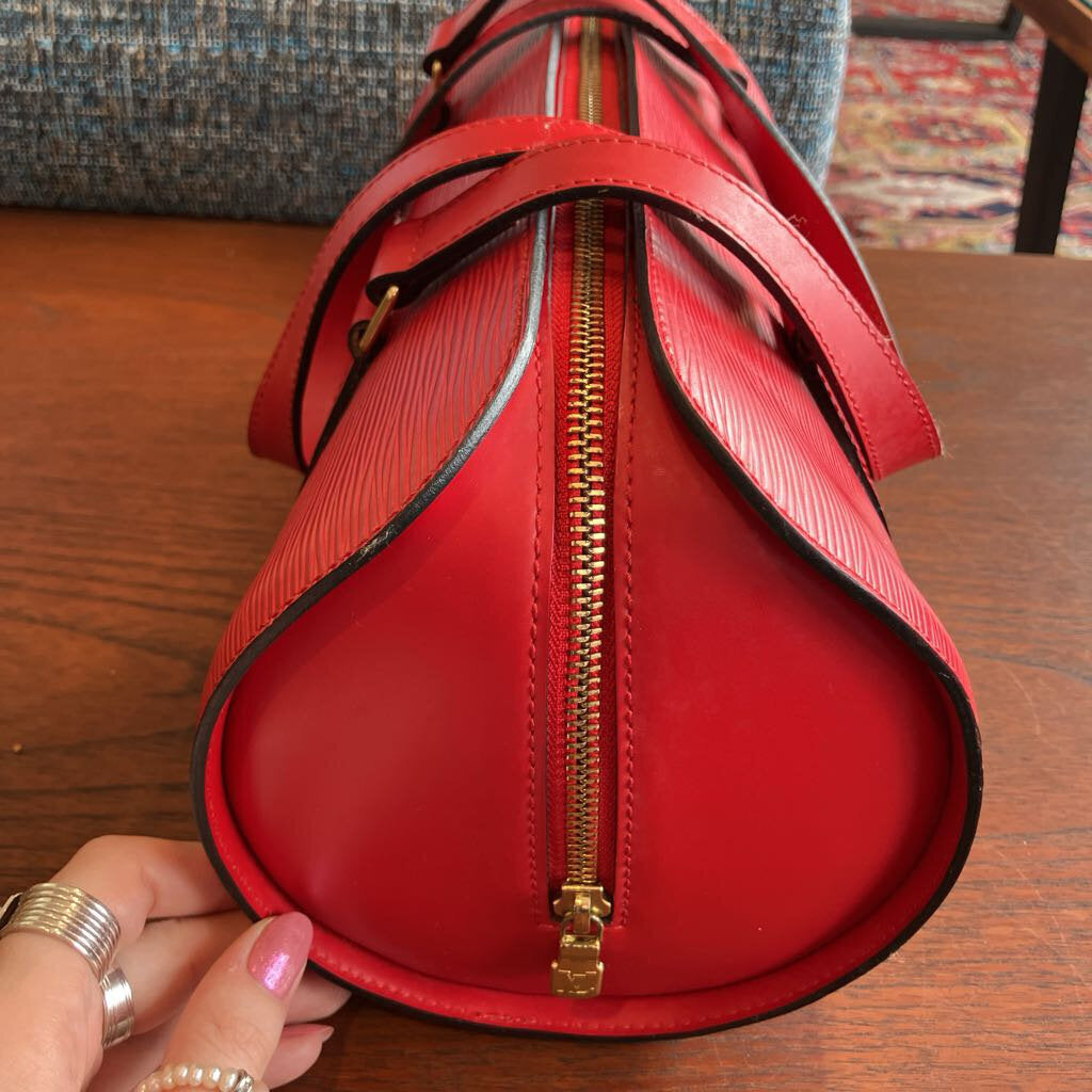 Authentic Vintage Louis Vuitton Red Epi Soufflot Handbag