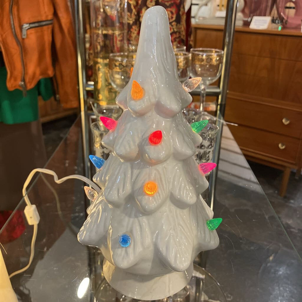 Vintage White Ceramic Light Up Christmas Tree