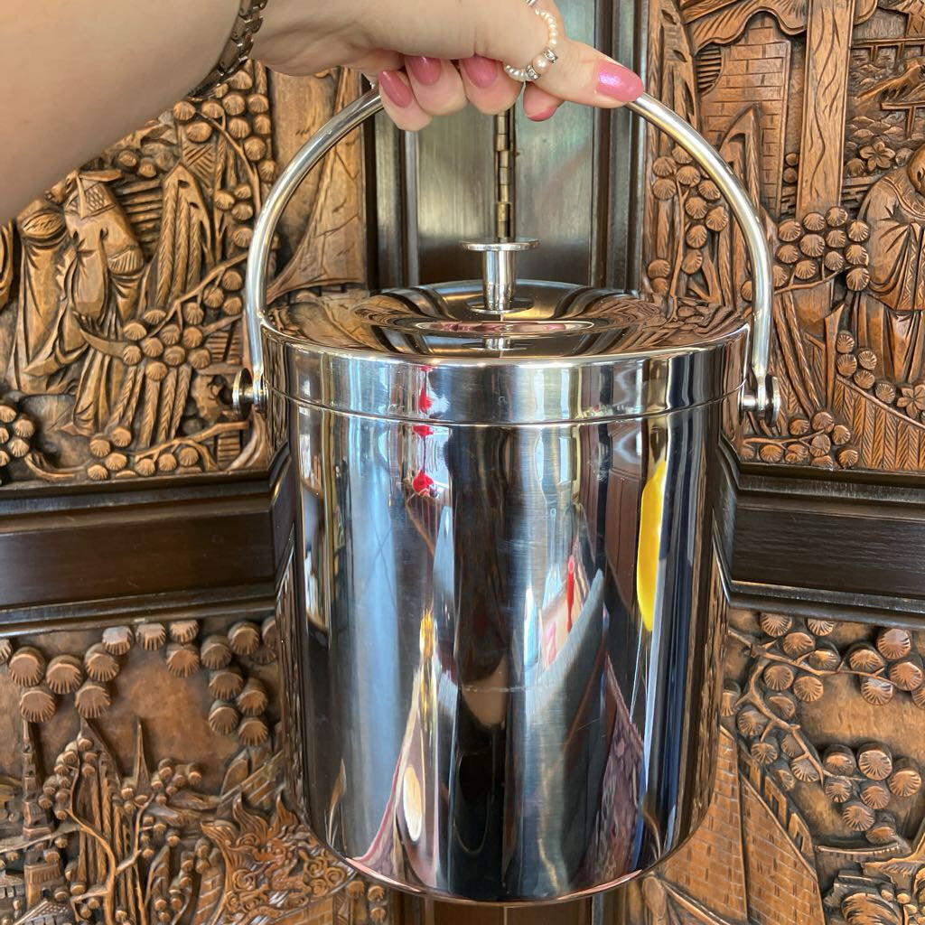 Mid Century Modern Stainless Steel Ice Bucket