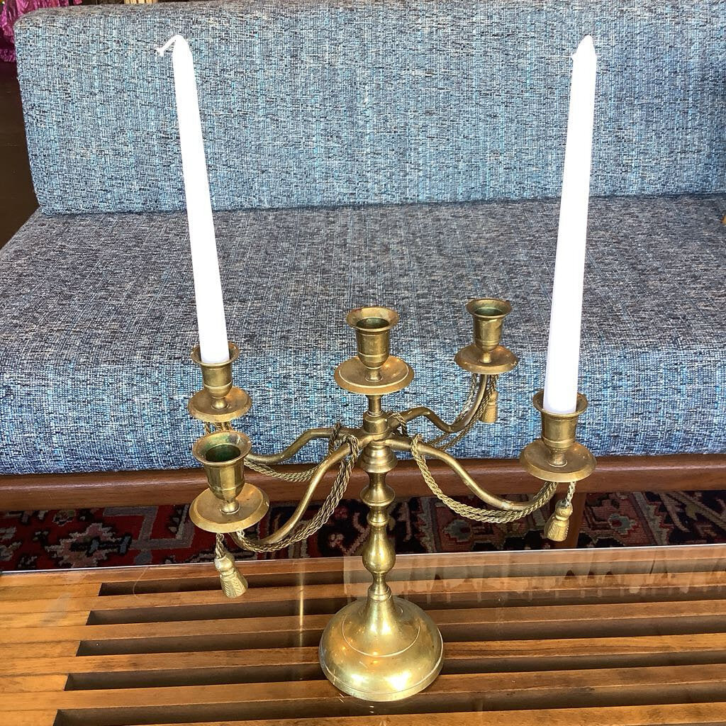 Vintage Solid Brass 5 Candle Ornate Candelabra