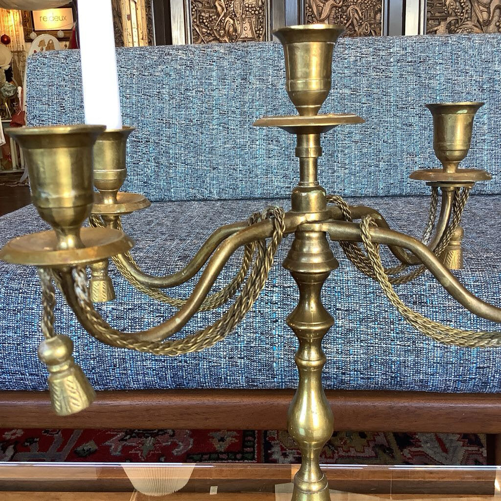 Vintage Solid Brass 5 Candle Ornate Candelabra