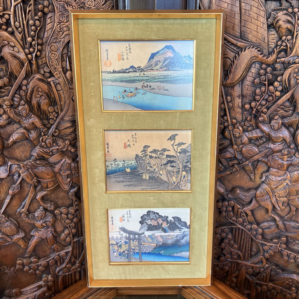 Three Framed Vintage Japanese Prints