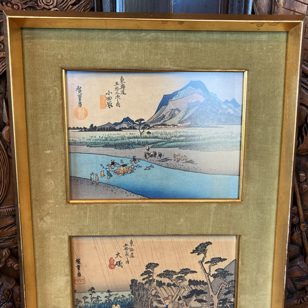 Three Framed Vintage Japanese Prints