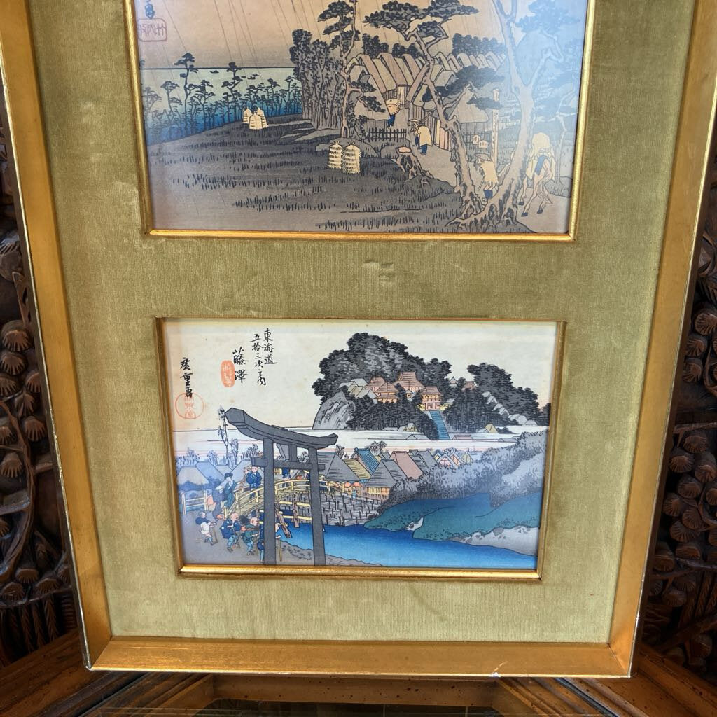 Three Framed Vintage Japanese Prints