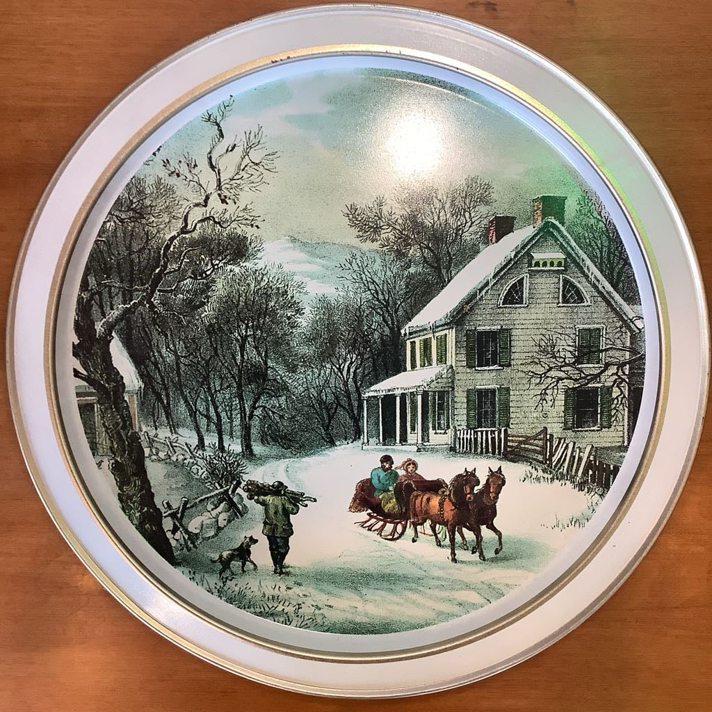 Vintage Currier and Ives The American Homestead Winter Bar Tray