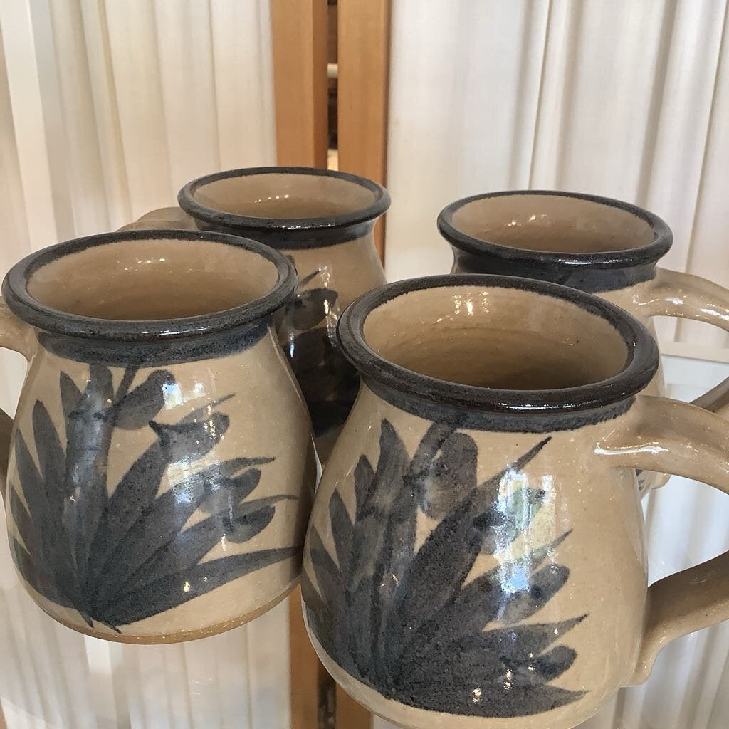 Set of 4 Stoneware Mugs - Signed