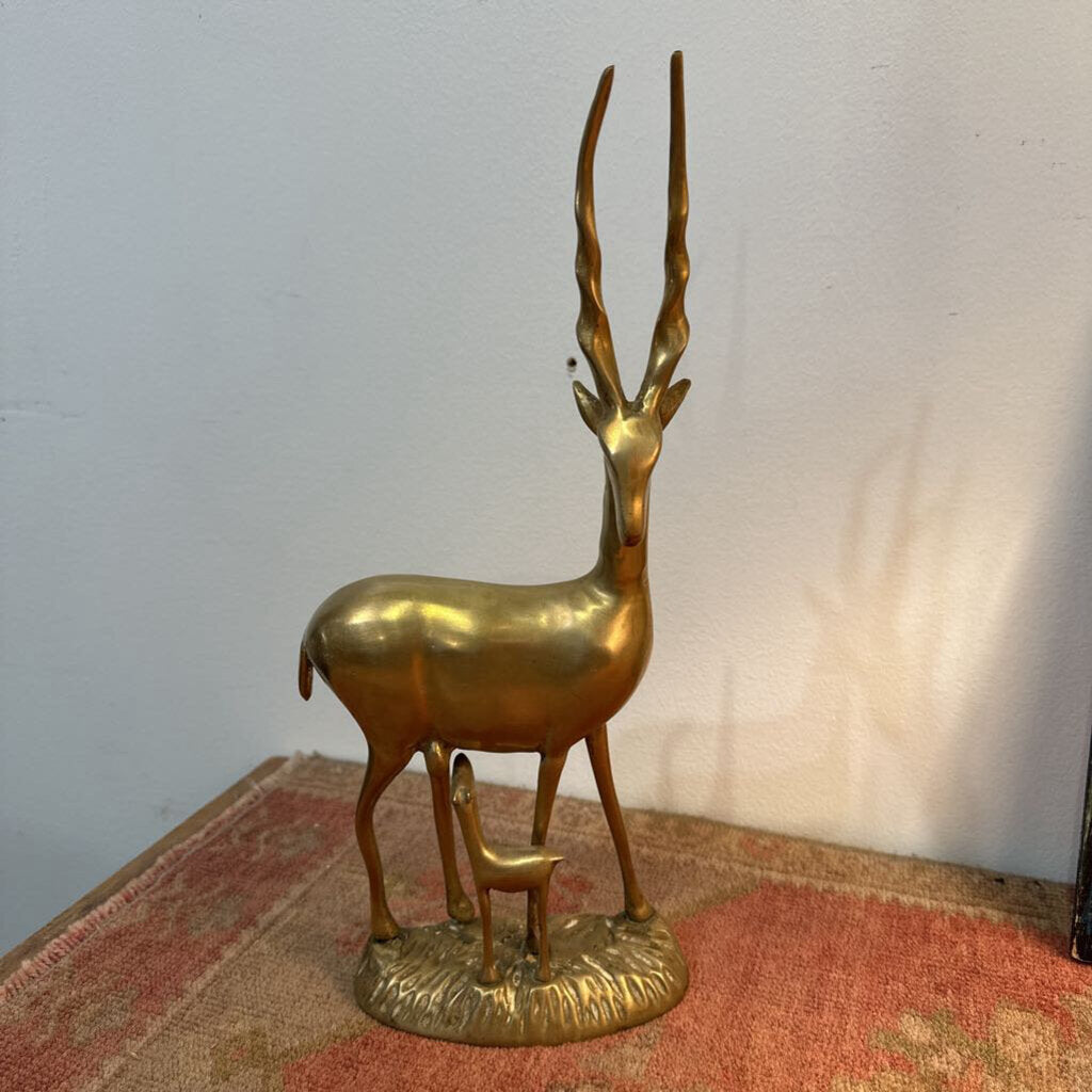 Vintage Solid Brass Gazelle w/ Baby