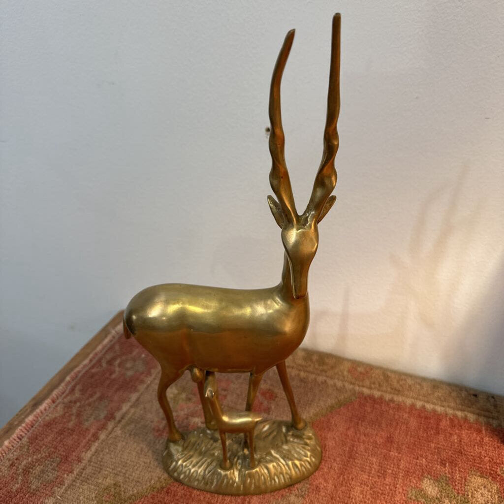 Vintage Solid Brass Gazelle w/ Baby