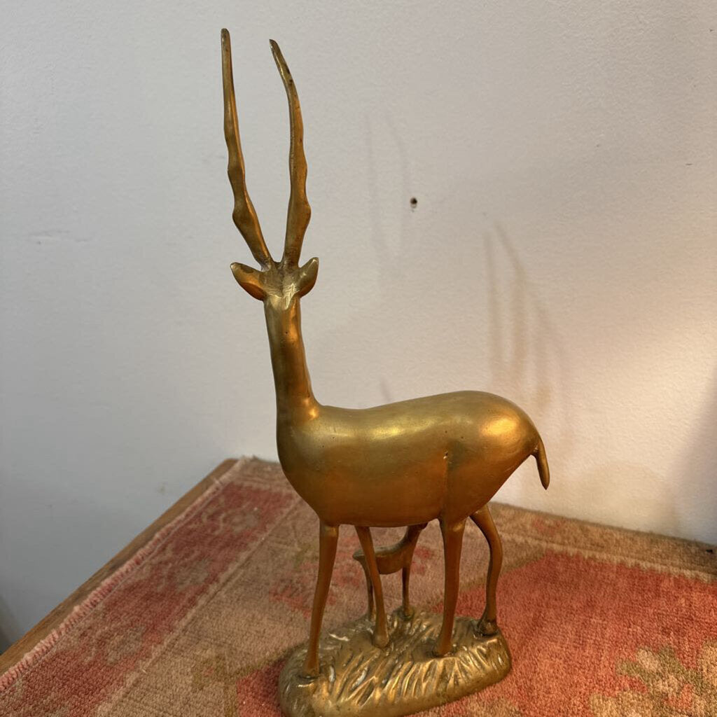 Vintage Solid Brass Gazelle w/ Baby