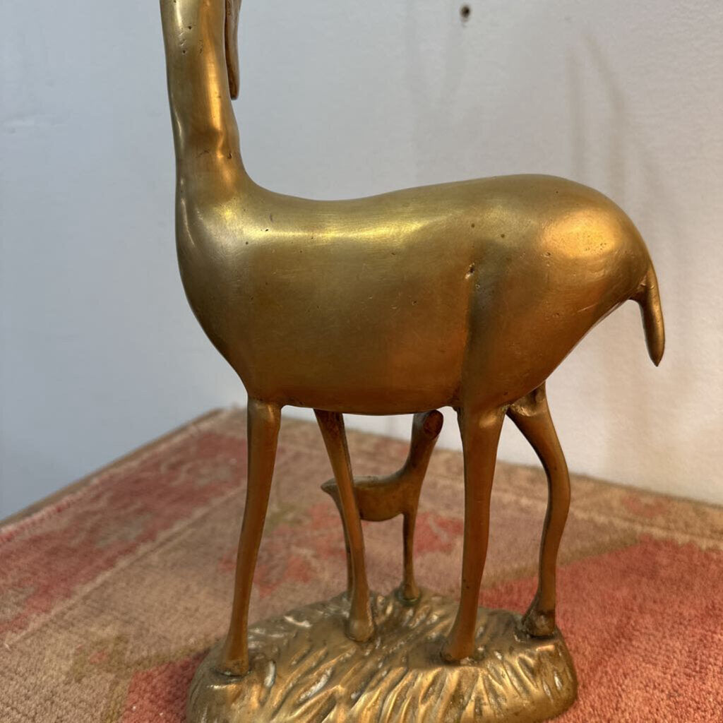 Vintage Solid Brass Gazelle w/ Baby