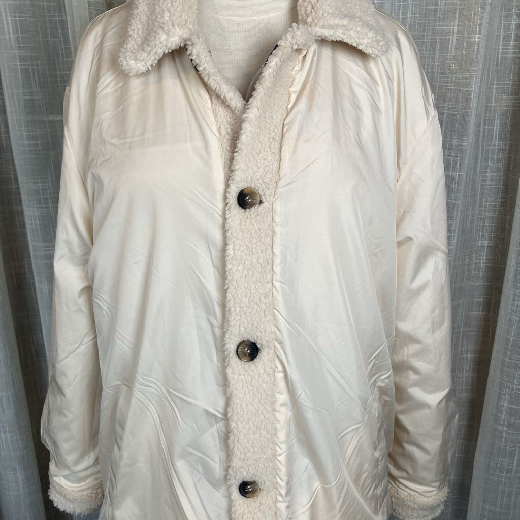 Reversable Oversized Cream Teddy Jacket/coat