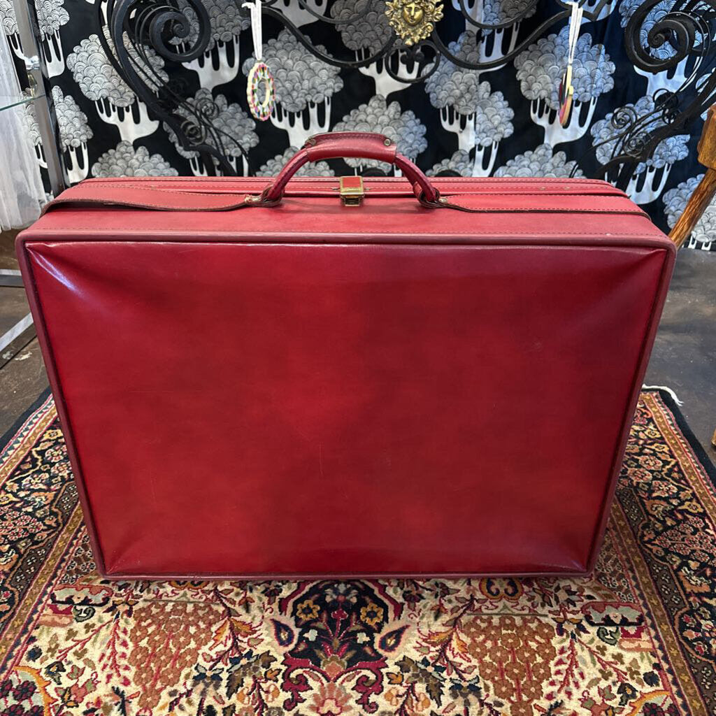 Vintage Hartmann Red Leather Suitcase