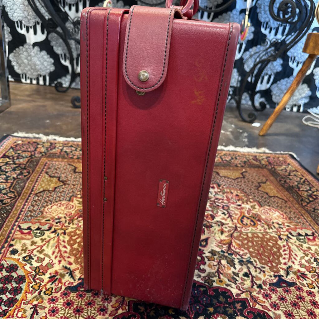 Vintage Hartmann Red Leather Suitcase