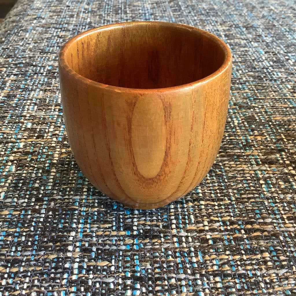 Vintage Hand-Turned Teakwood Wine/Sake Cup Set