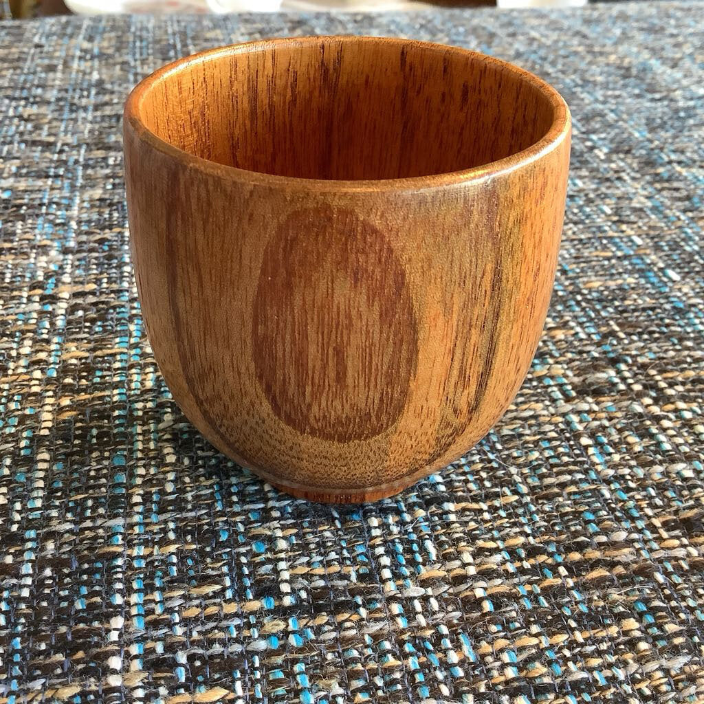 Vintage Hand-Turned Teakwood Wine/Sake Cup Set