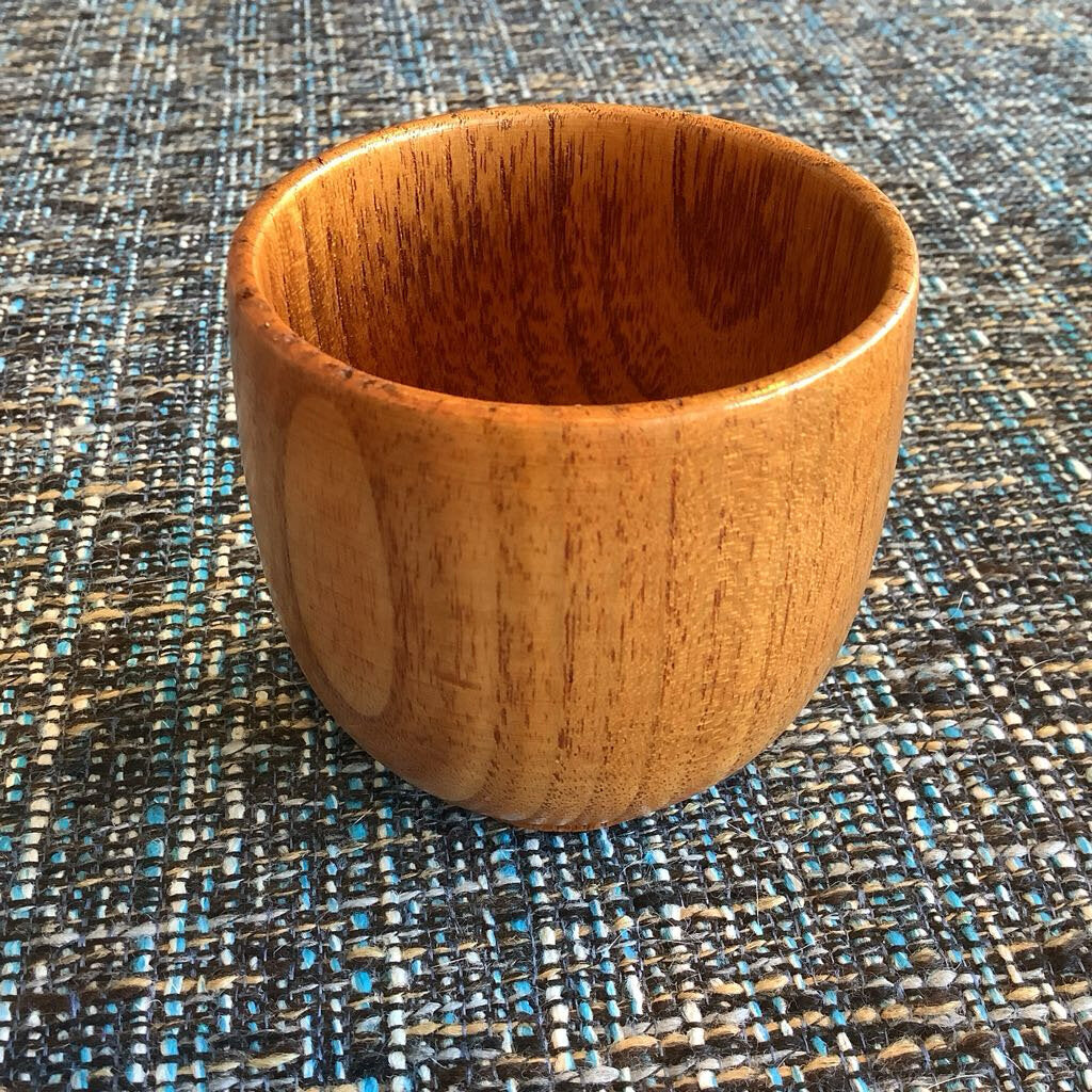 Vintage Hand-Turned Teakwood Wine/Sake Cup Set