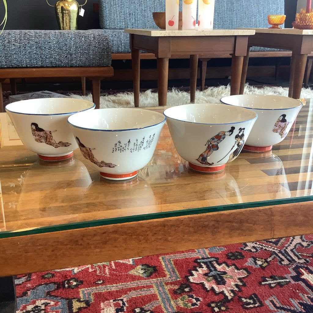 Vintage Japanese Rice Bowl Set