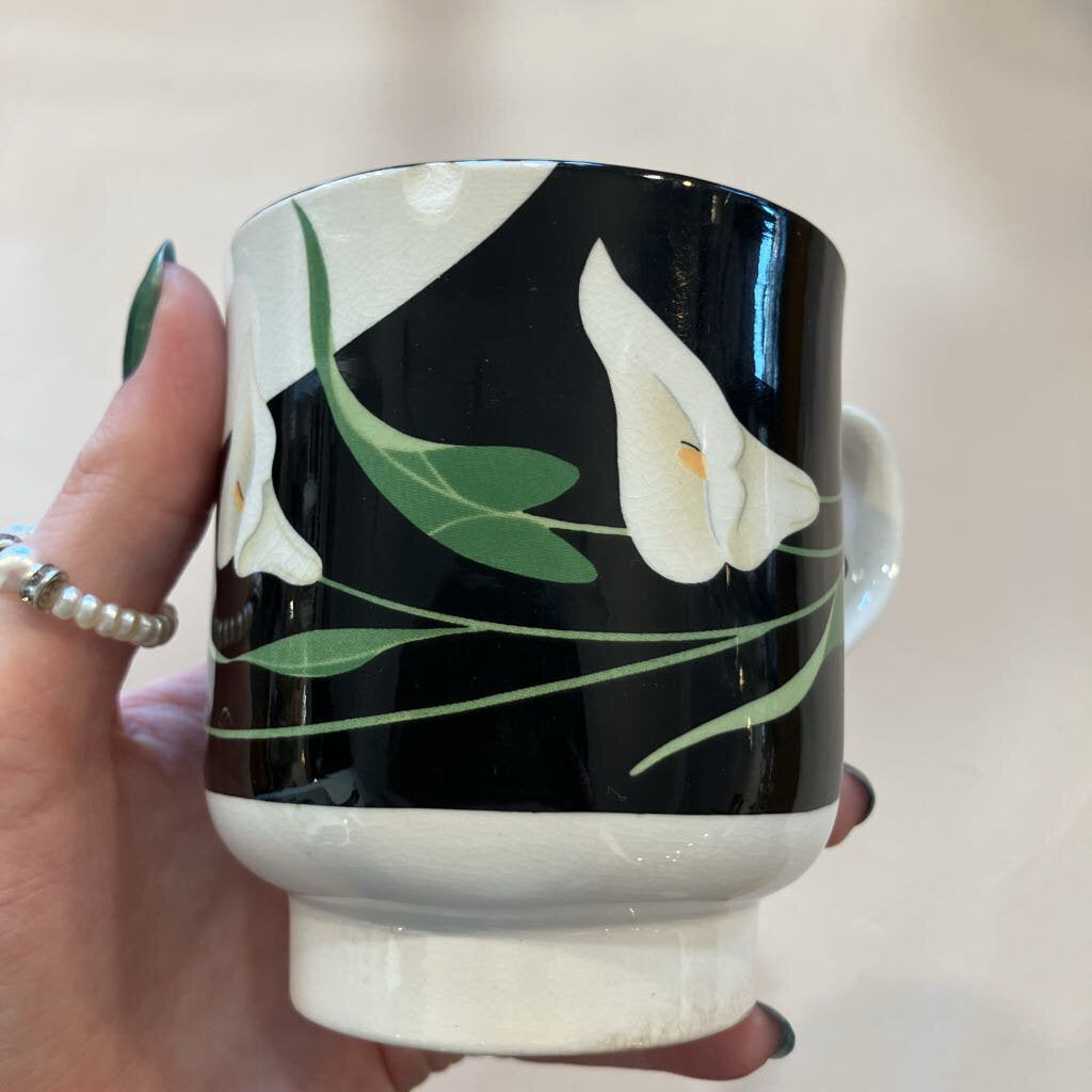 1980's Set of 5 Sango Black Lilies Cups & Saucers