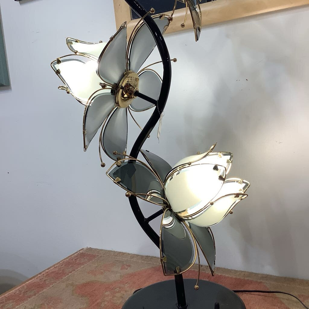 1980s Hollywood Regency Lotus Table Lamp