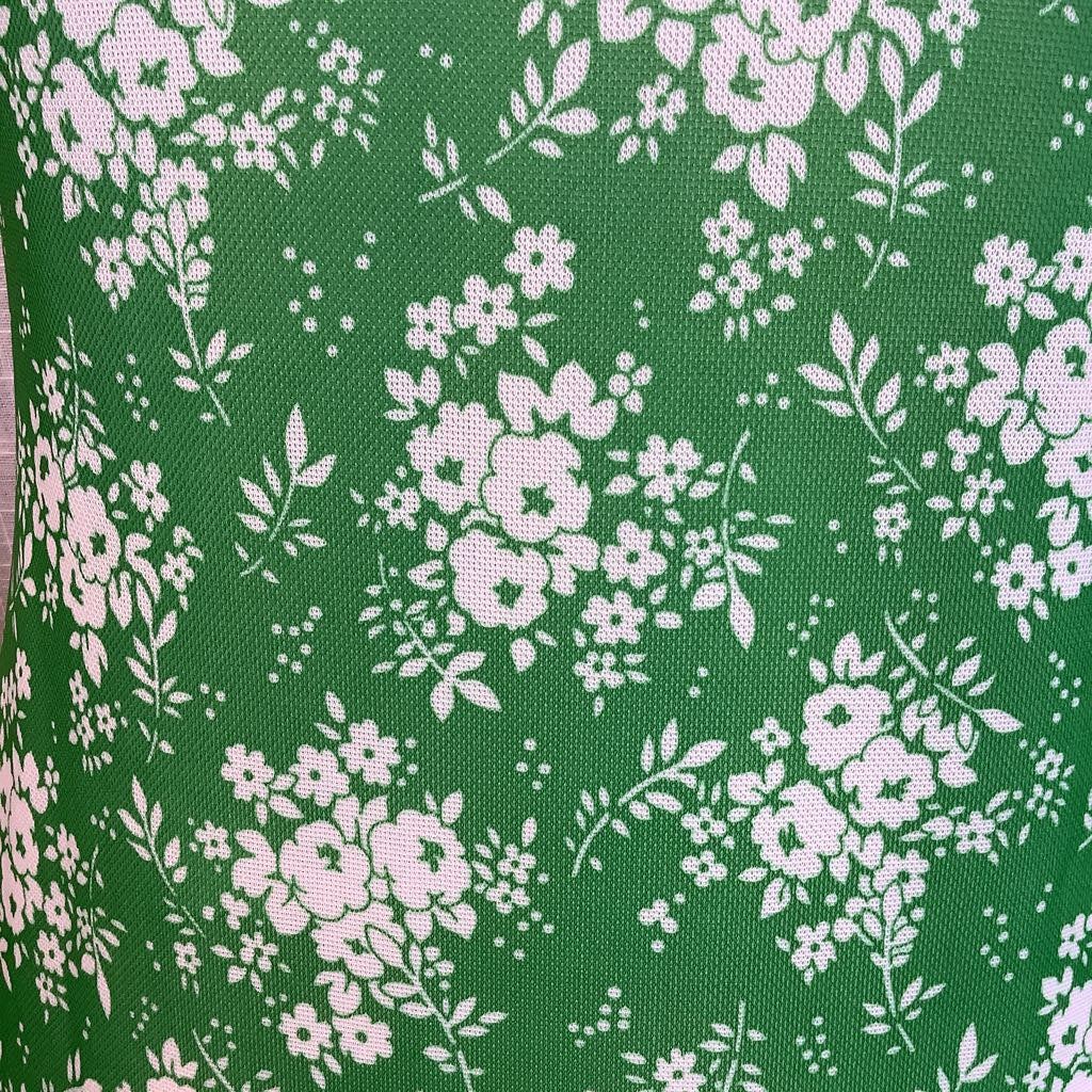 1970s Green and White Floral Maxi