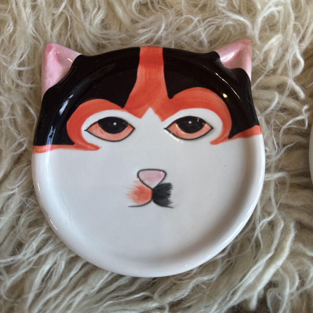 2001 Ceramic Cat Face Coaster Set of 5