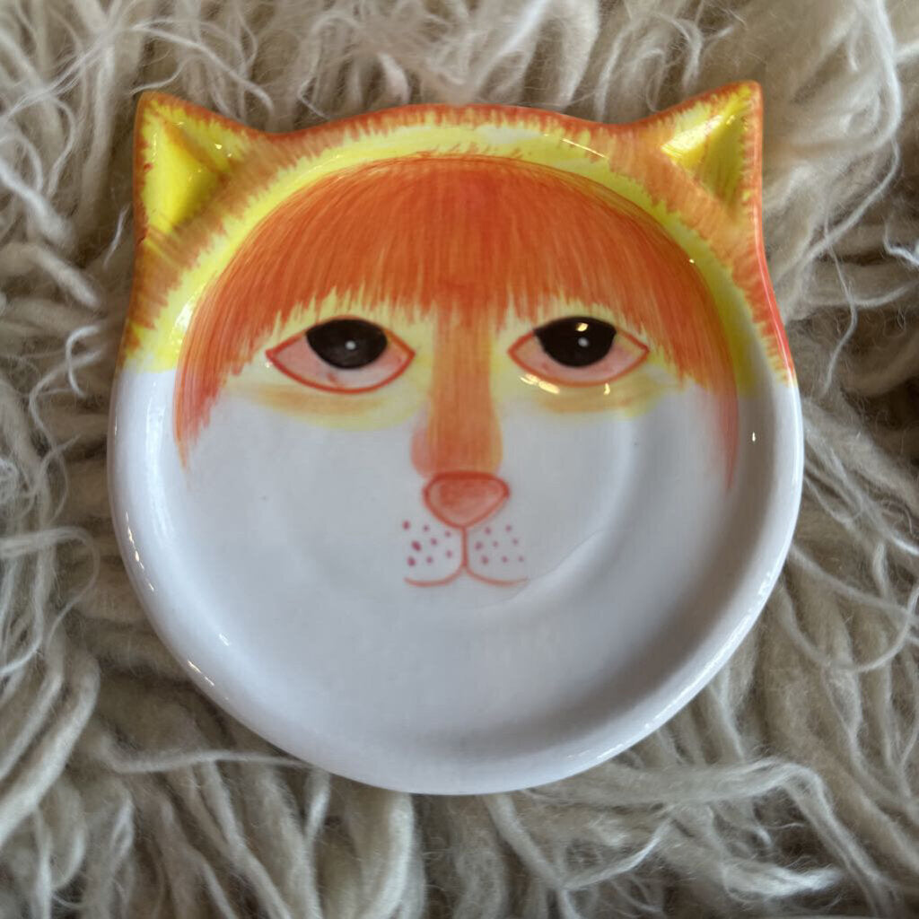 2001 Ceramic Cat Face Coaster Set of 5