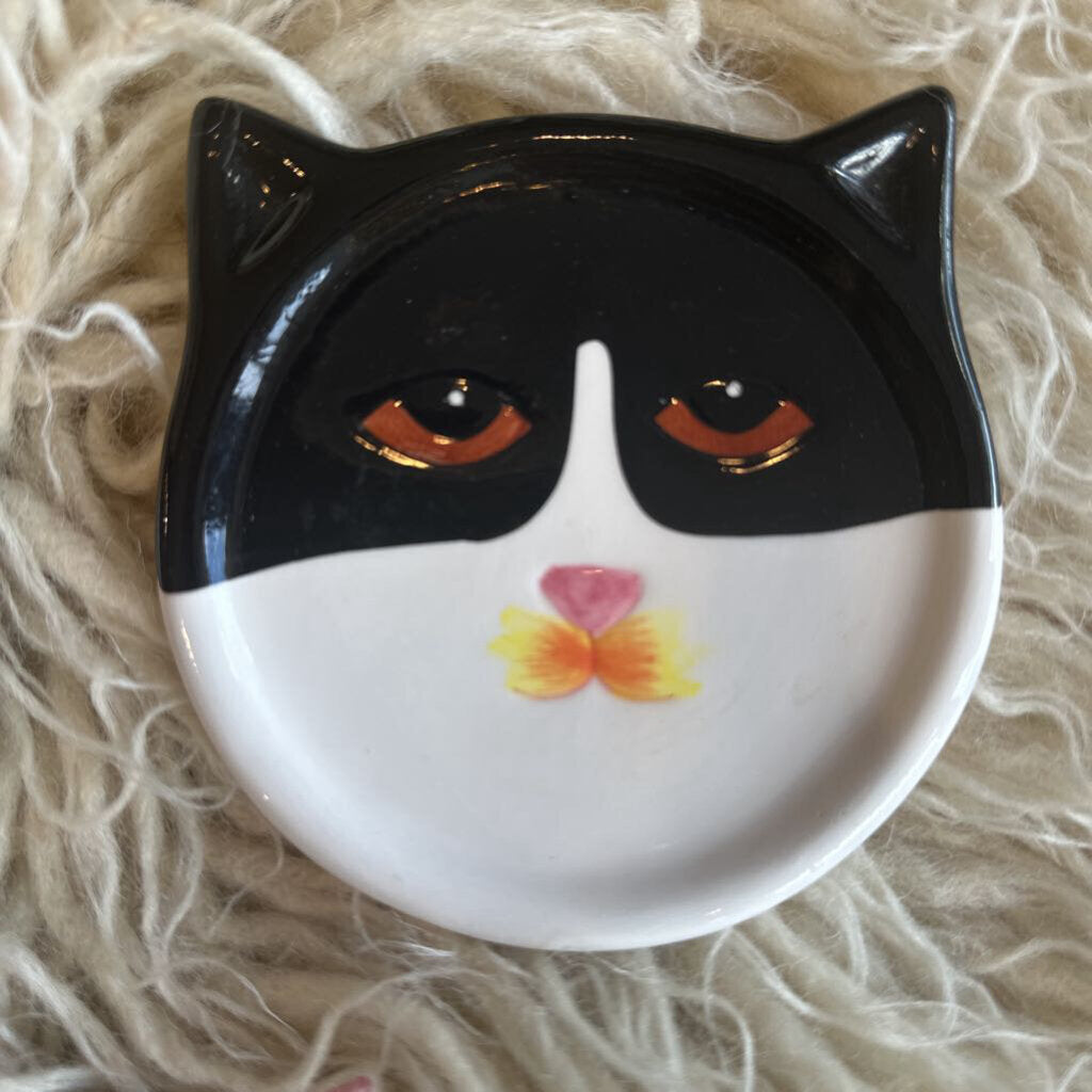 2001 Ceramic Cat Face Coaster Set of 5