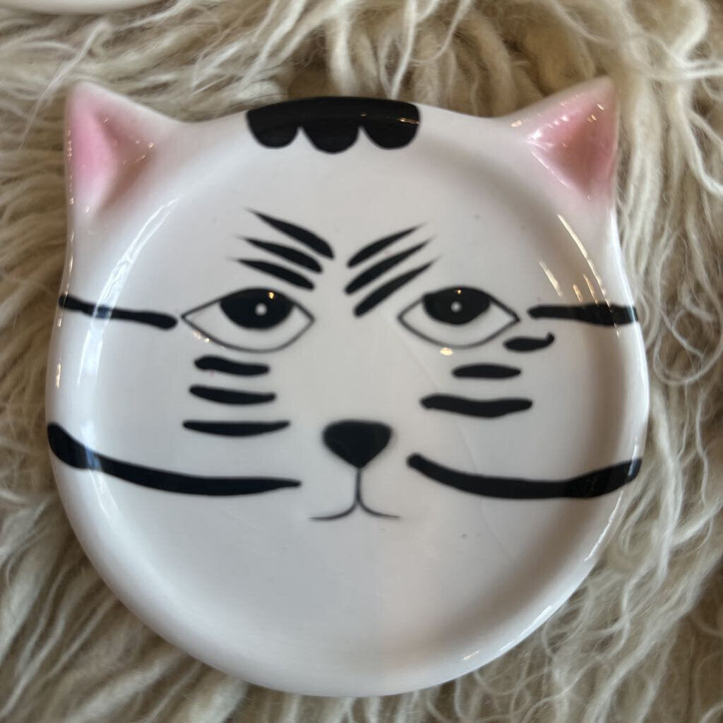 2001 Ceramic Cat Face Coaster Set of 5