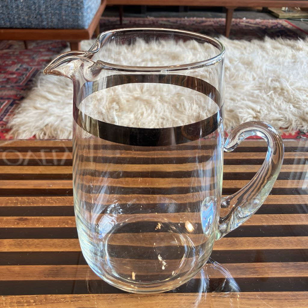 Vintage Dorothy Thorpe Platinum Band Cocktail Pitcher