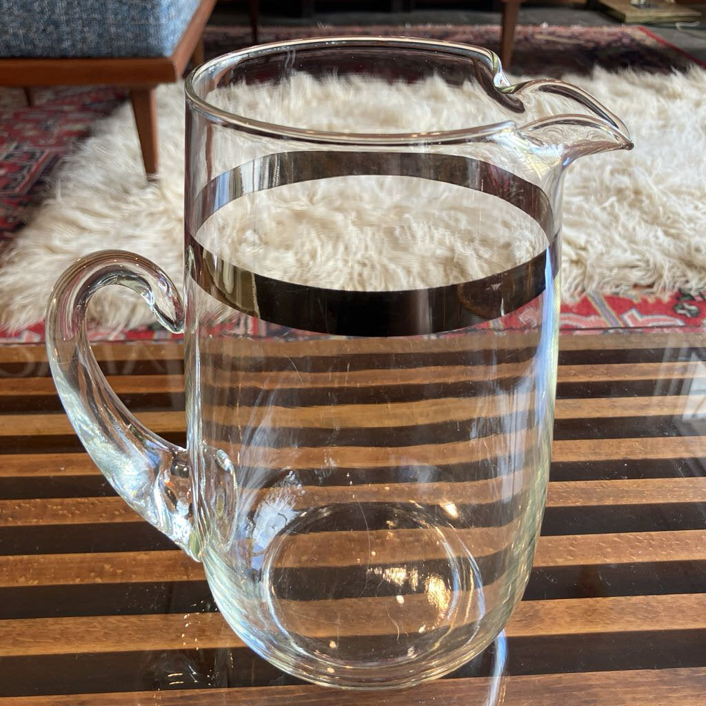 Vintage Dorothy Thorpe Platinum Band Cocktail Pitcher