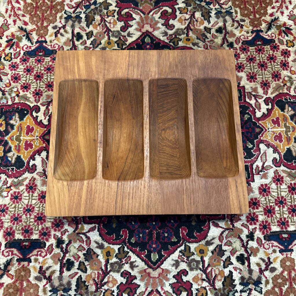 Dansk Danish Mid Century Teak Divided Snack Tray by Jens Quistgaard