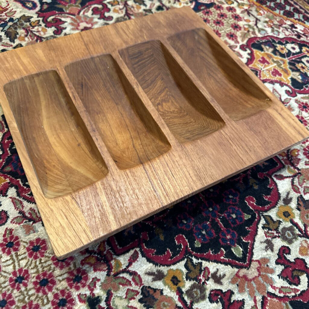 Dansk Danish Mid Century Teak Divided Snack Tray by Jens Quistgaard