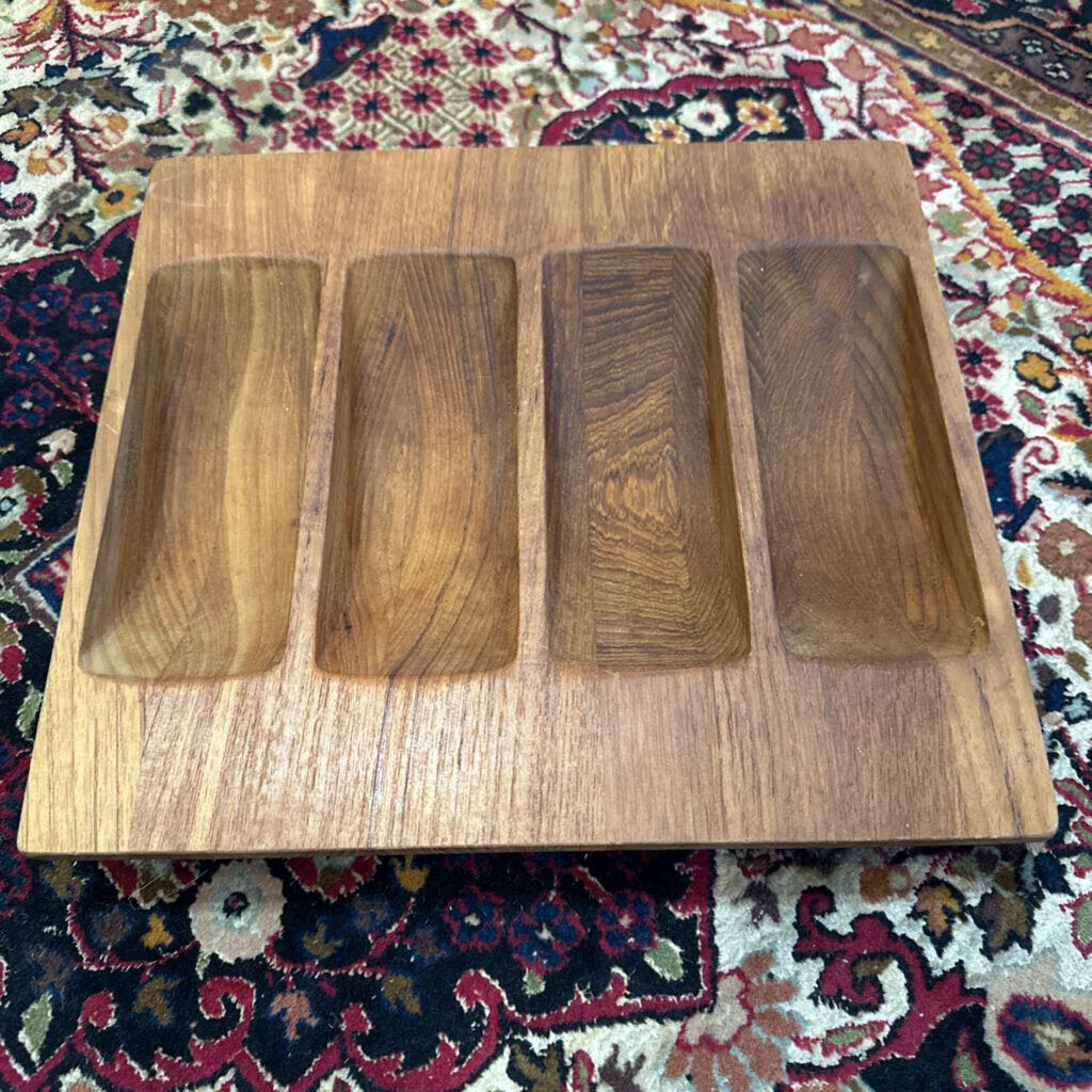 Dansk Danish Mid Century Teak Divided Snack Tray by Jens Quistgaard