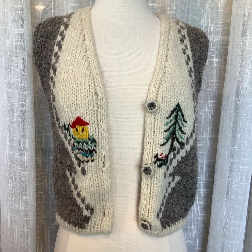 Wool Hand-Knit Vest Vintage