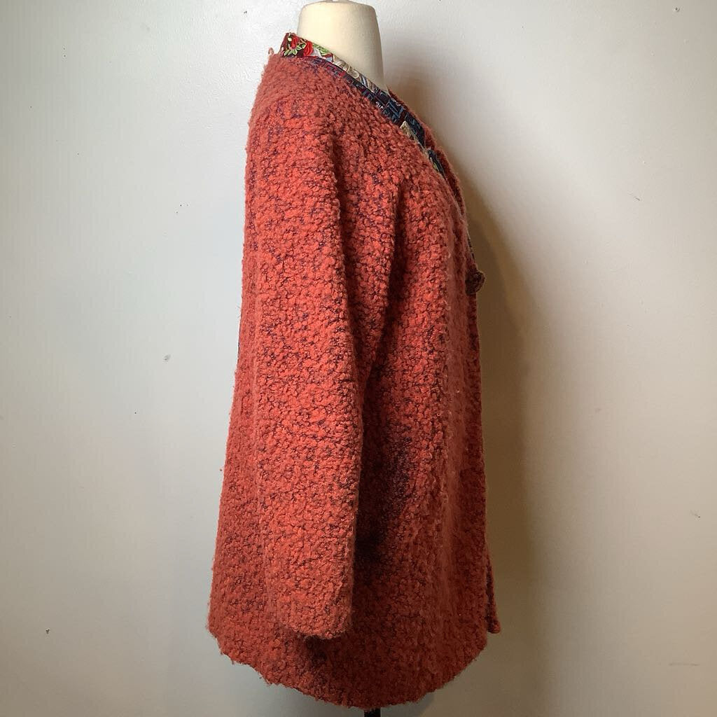 Orange Asian Design Teddy Coat