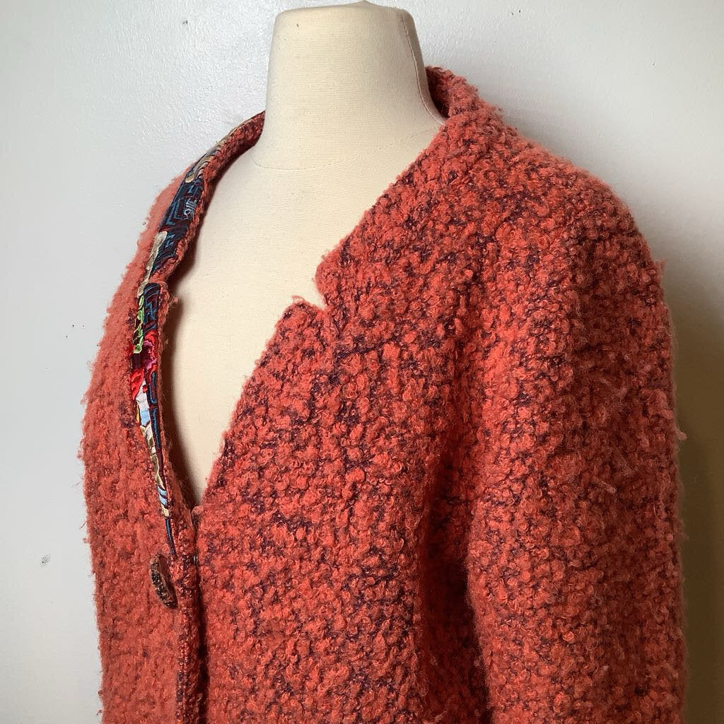 Orange Asian Design Teddy Coat