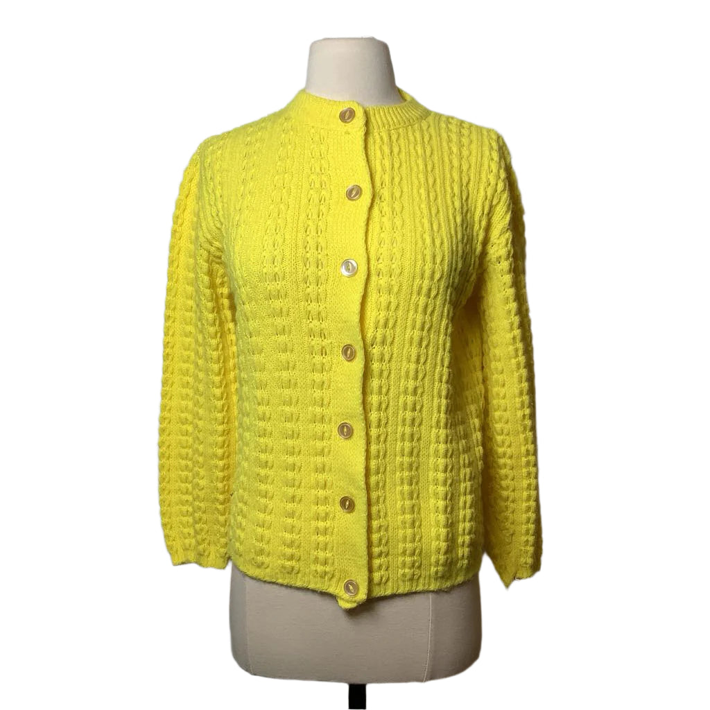 1960s Bright Yellow Acrylic Cardigan