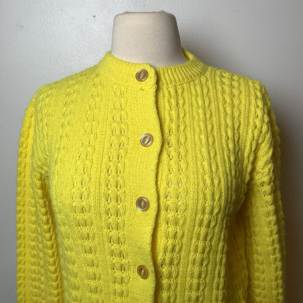 1960s Bright Yellow Acrylic Cardigan