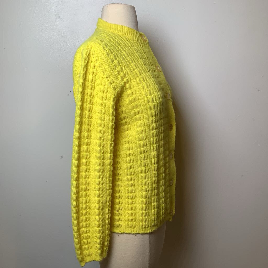 1960s Bright Yellow Acrylic Cardigan