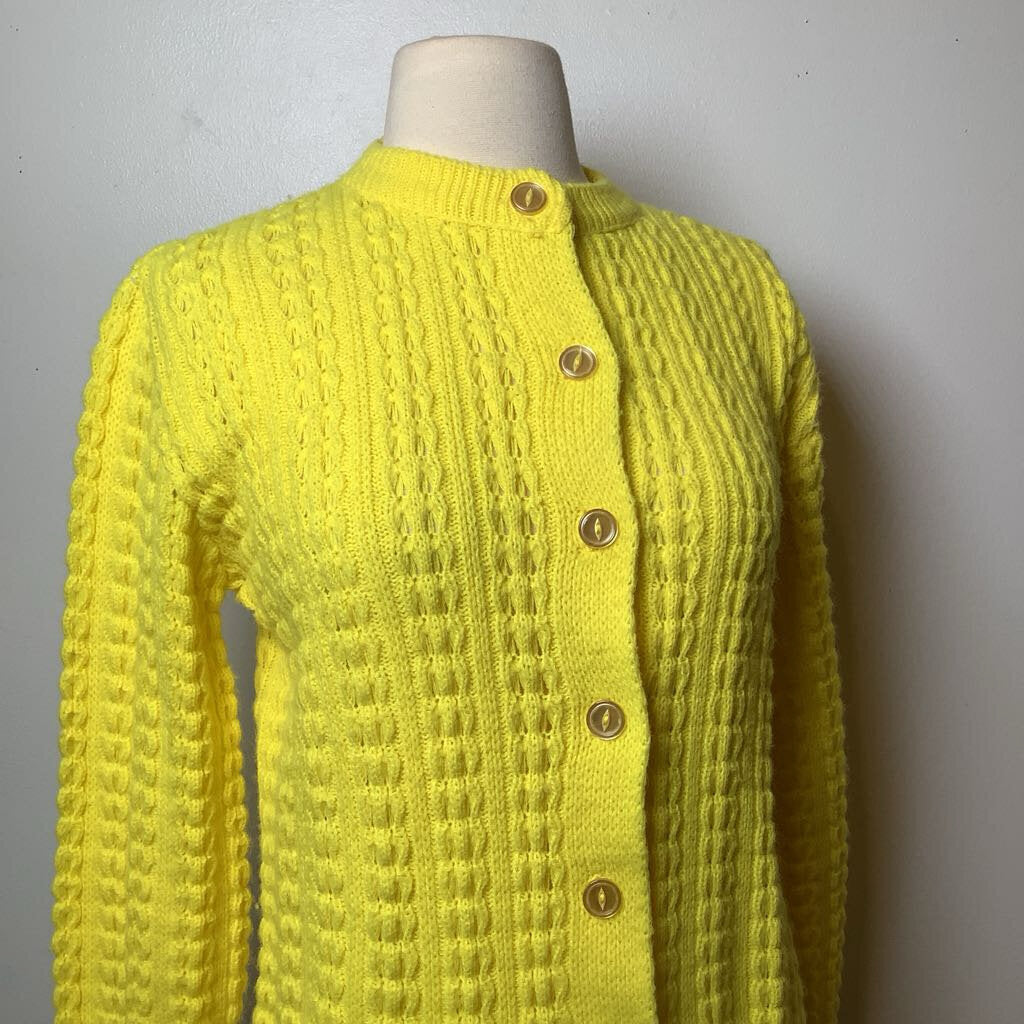 1960s Bright Yellow Acrylic Cardigan